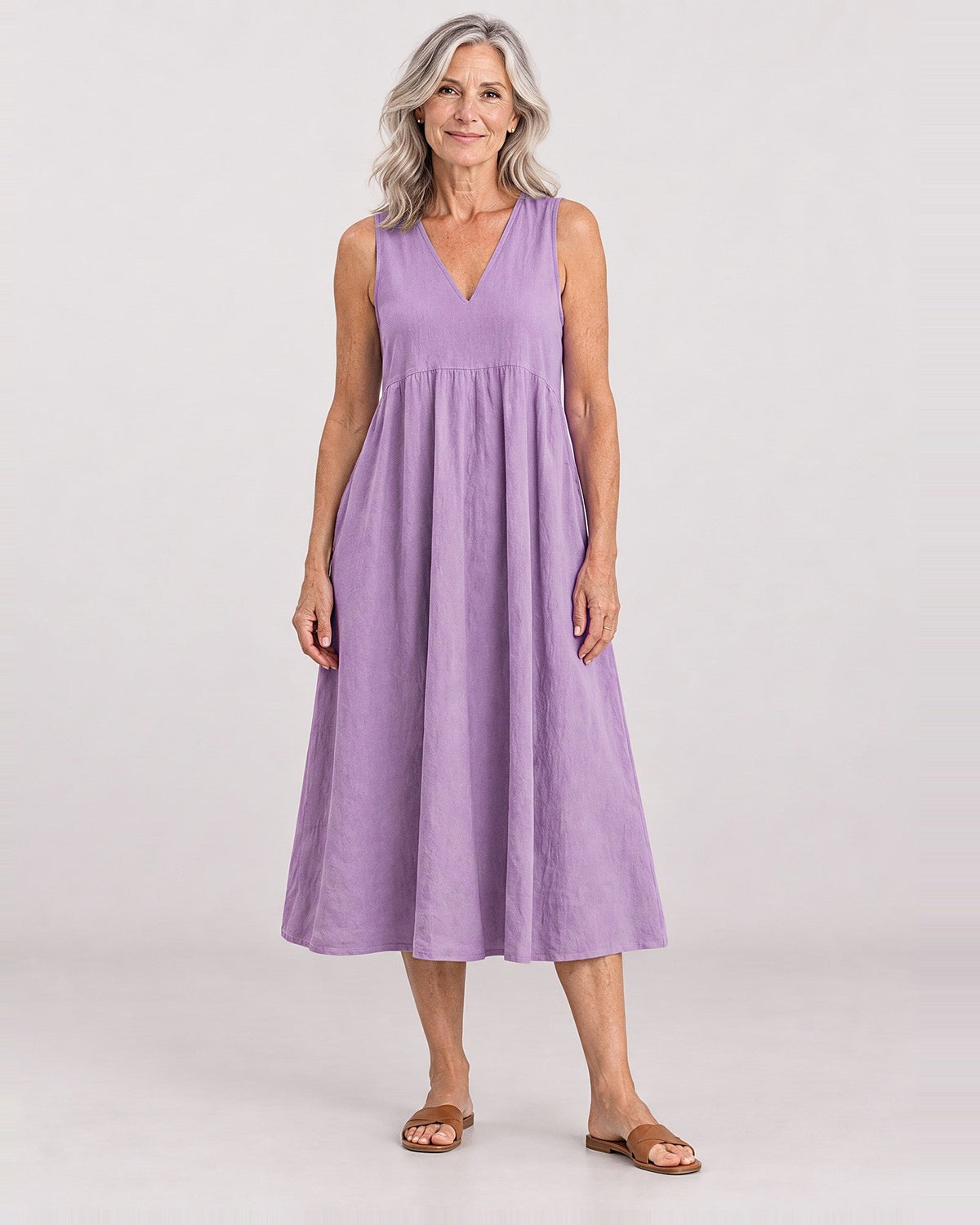 MILANIE - Sleeveless Midi Dress - Lilac
