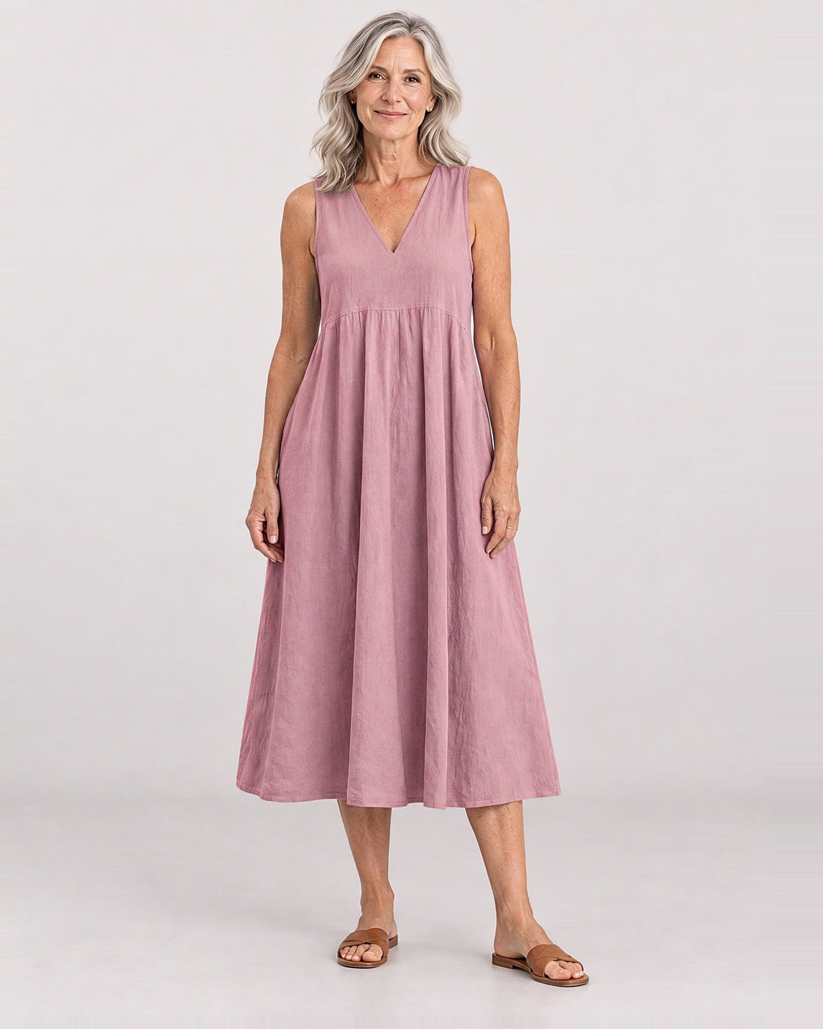 MILANIE - Sleeveless Midi Dress - Light Pink