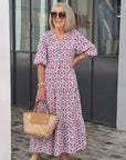 MIREYA - Geometric Tiered Midi Dress