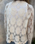 NALIE - Crochet Lace Button Cardigan - Brown