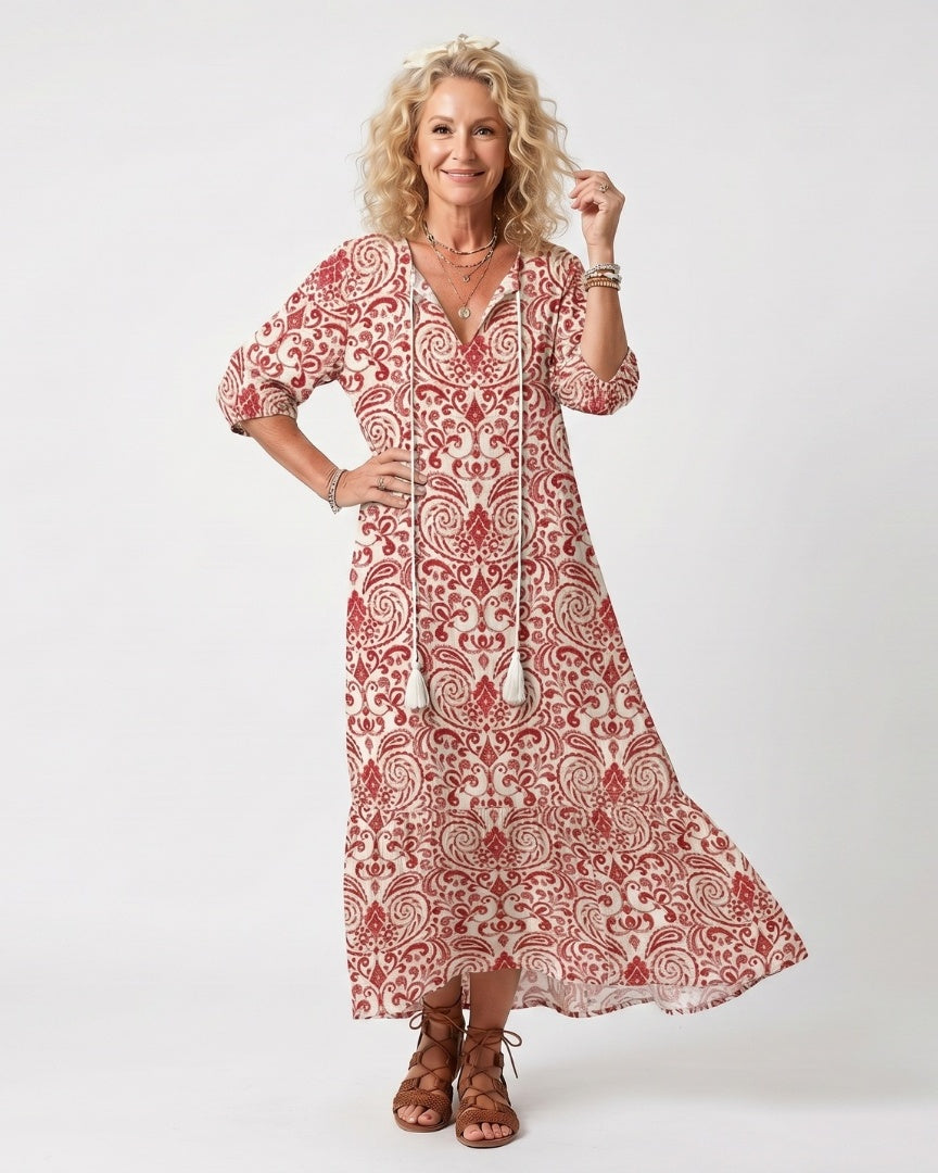 NOELLE - Ornate Tassel Midi Dress
