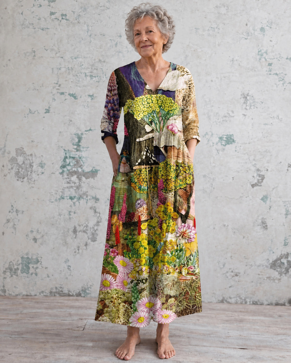 Olda Botanical Patchwork Maxi Dress