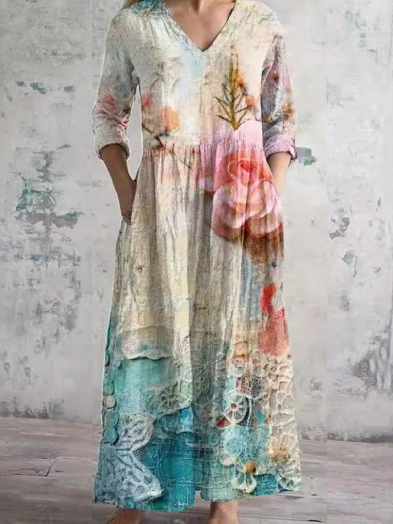Patricia Aqua Rose Maxi Dress