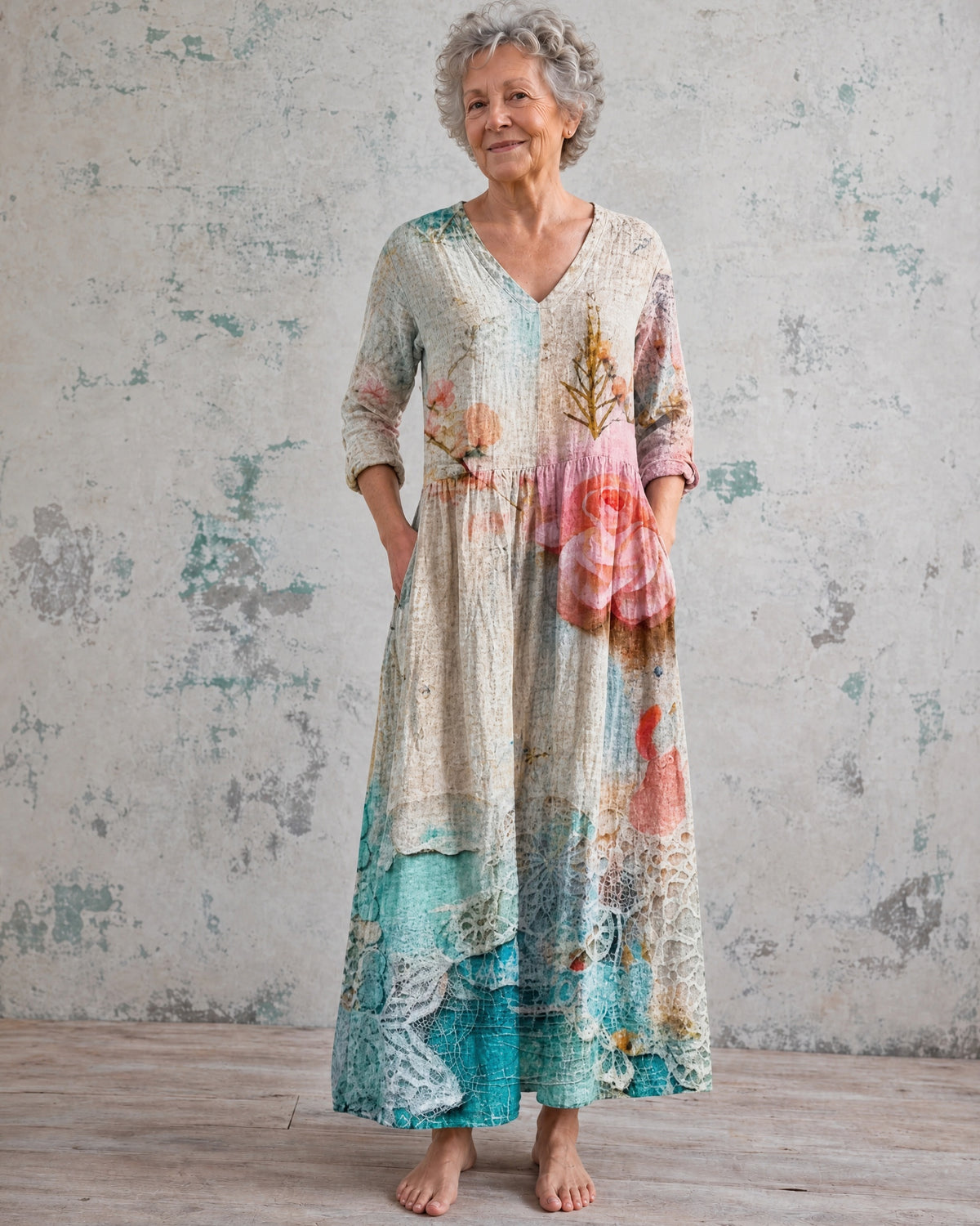 Patricia Aqua Rose Maxi Dress