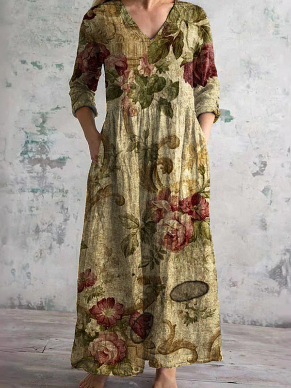 Rachel Olive Rose Maxi Dress