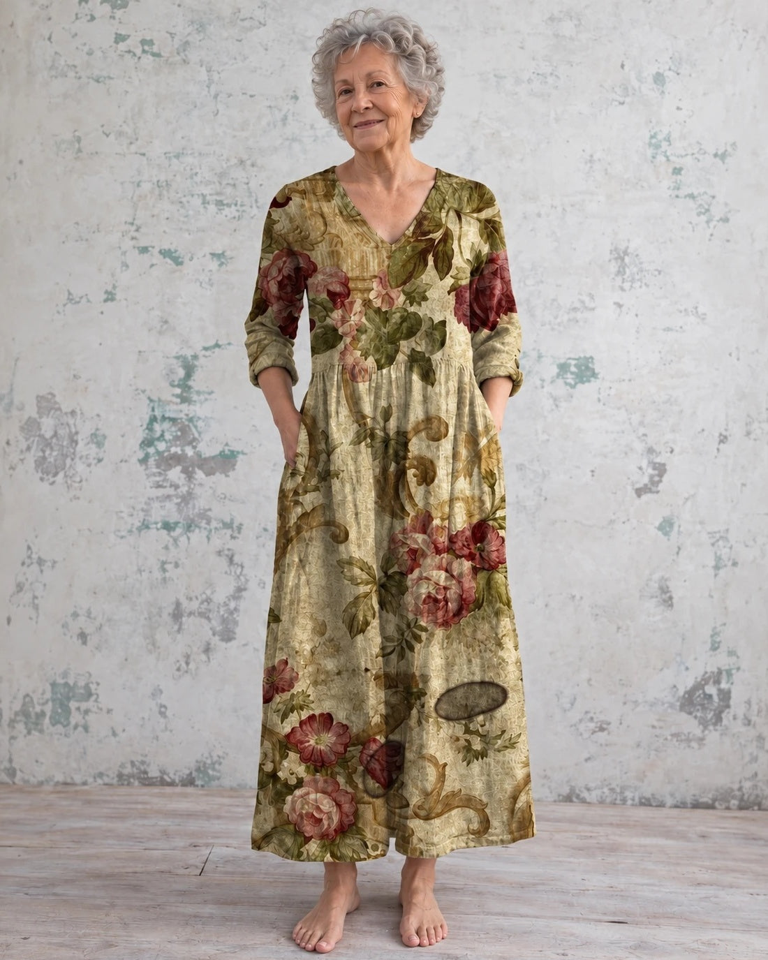 Rachel Olive Rose Maxi Dress