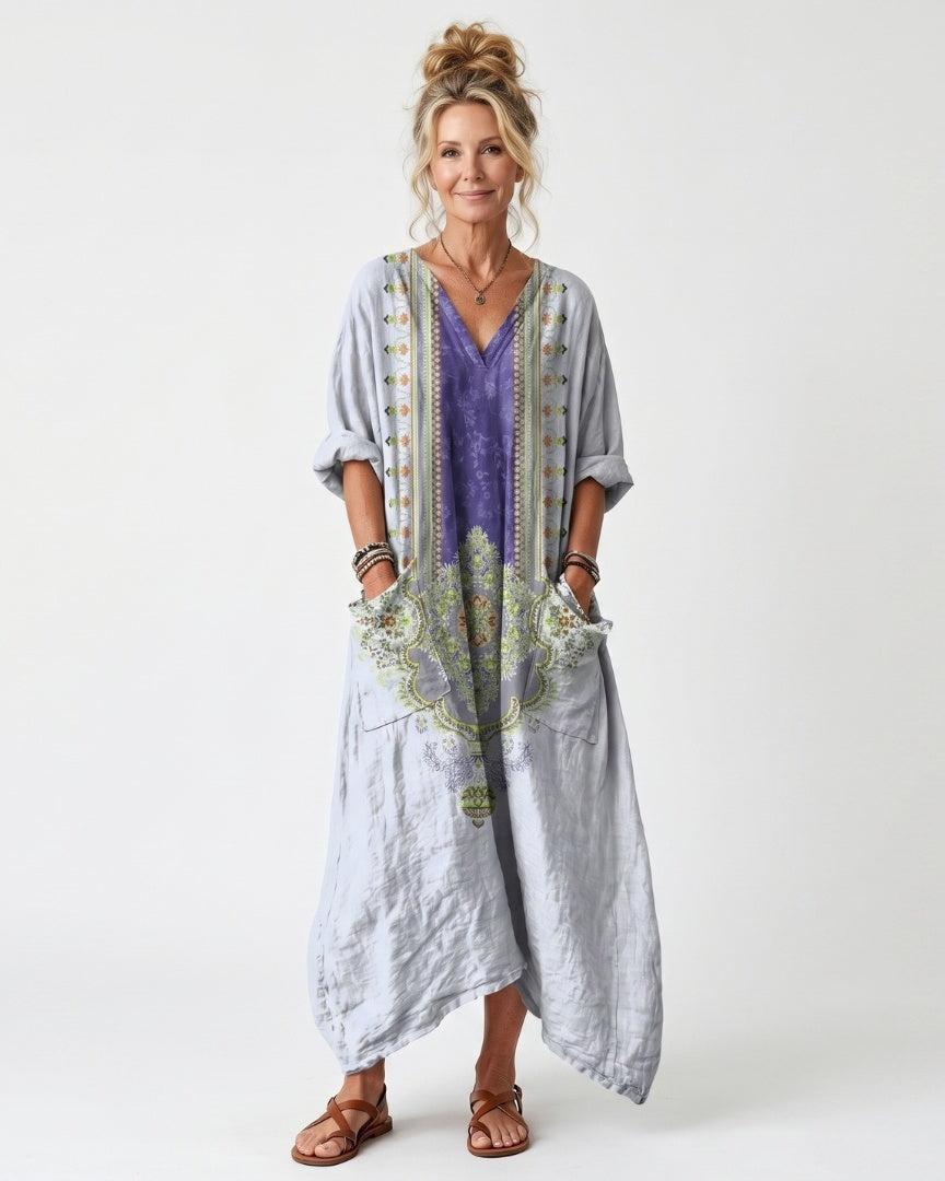 RAINA - Contrast Panel Midi Dress