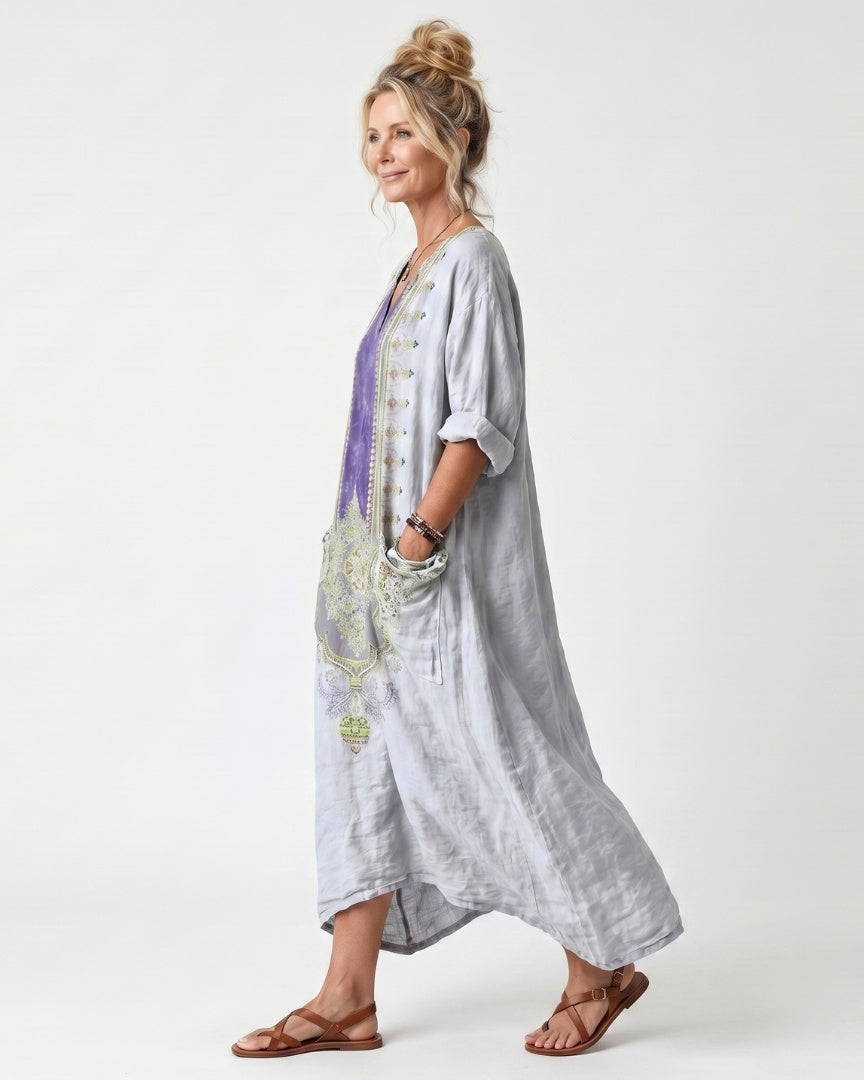 RAINA - Contrast Panel Midi Dress