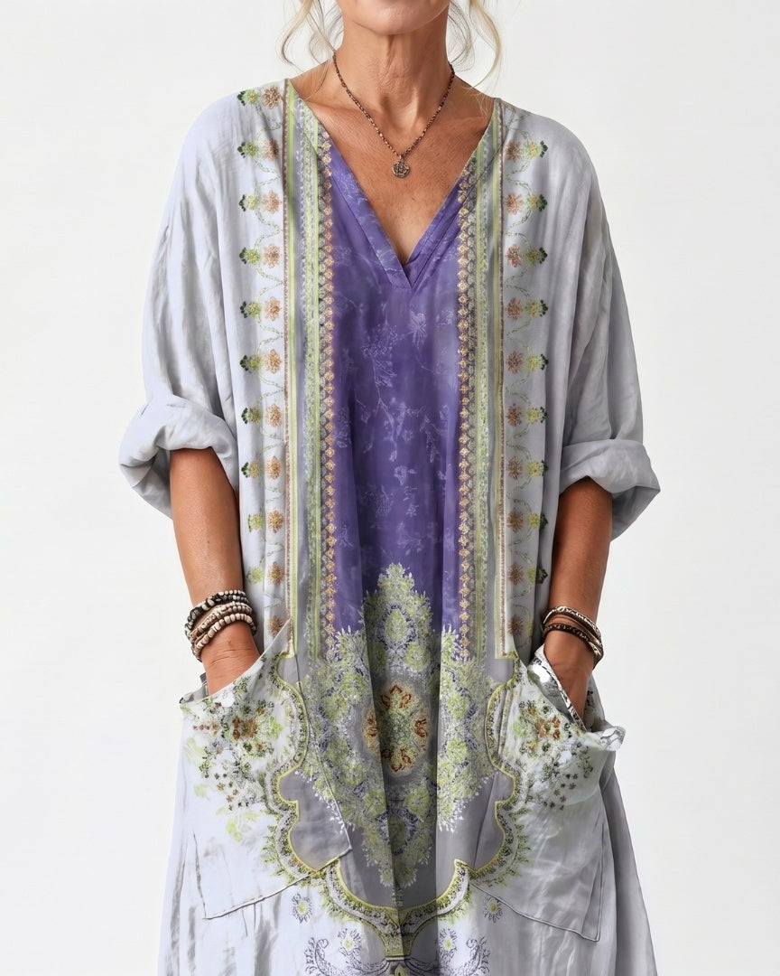 RAINA - Contrast Panel Midi Dress