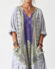 RAINA - Contrast Panel Midi Dress