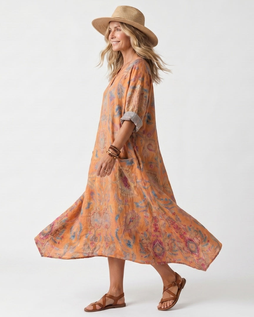 REMI - Printed Pocket Midi Dress
