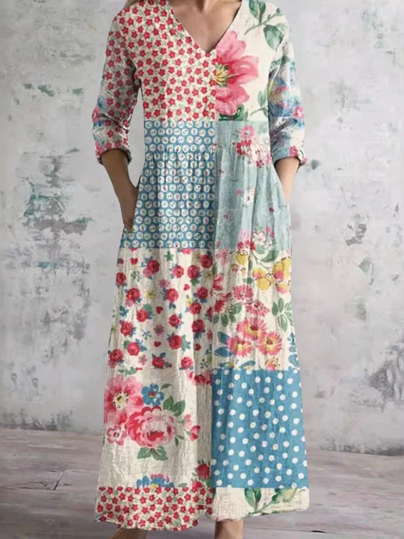 Rhonda Patchwork Floral Maxi Dress