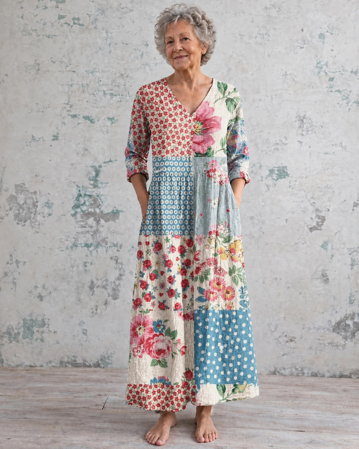Rhonda Patchwork Floral Maxi Dress