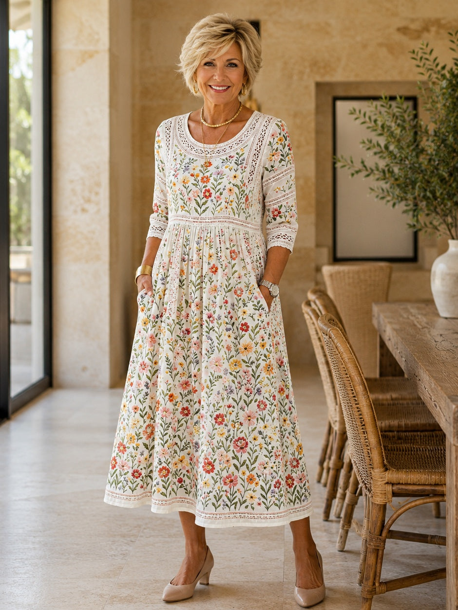 ROSALIE - Wildflower Lace Midi Dress