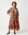 SAFFRON - Mixed Pattern Midi Dress