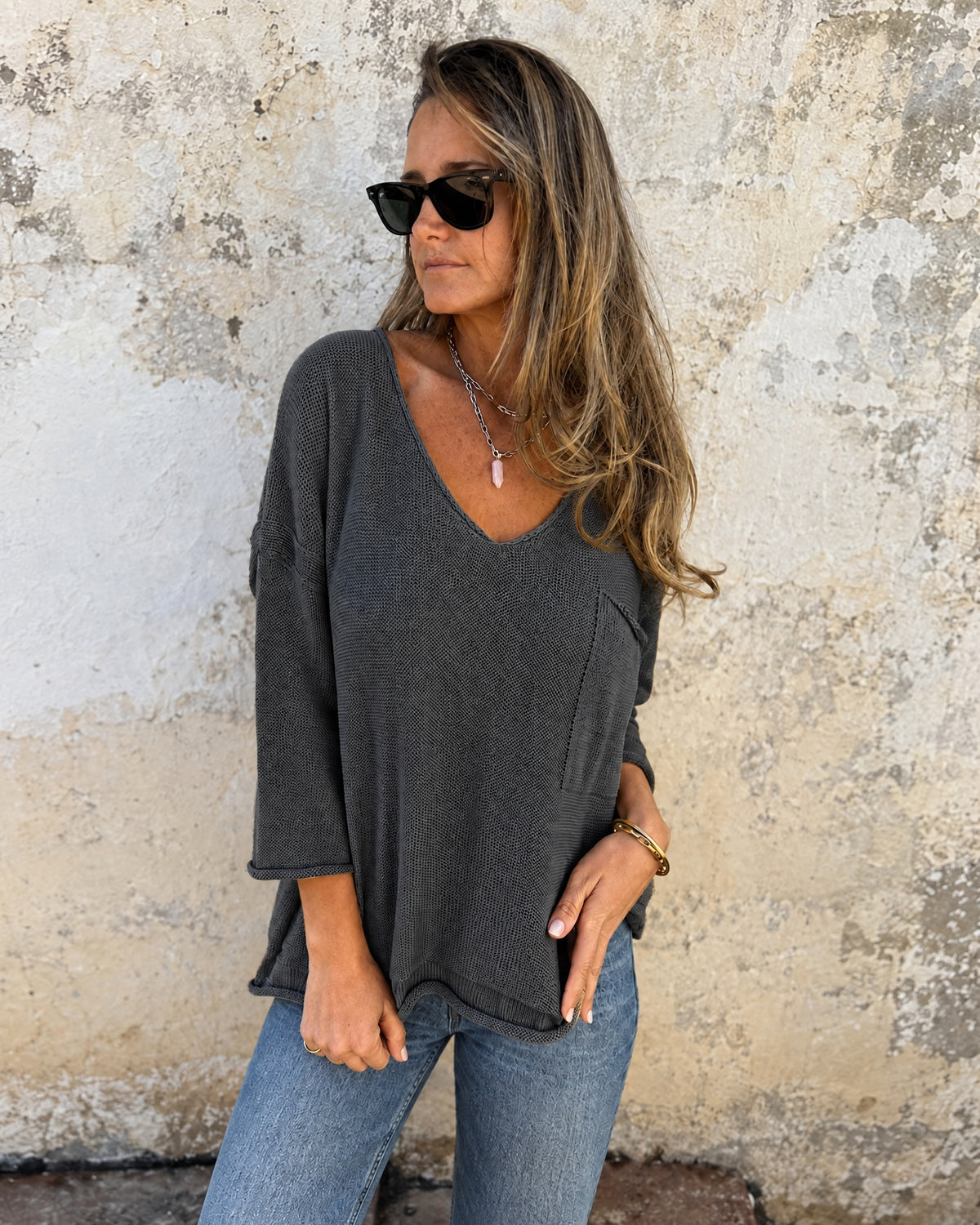 SEMBE - Boho Knit Top - Black