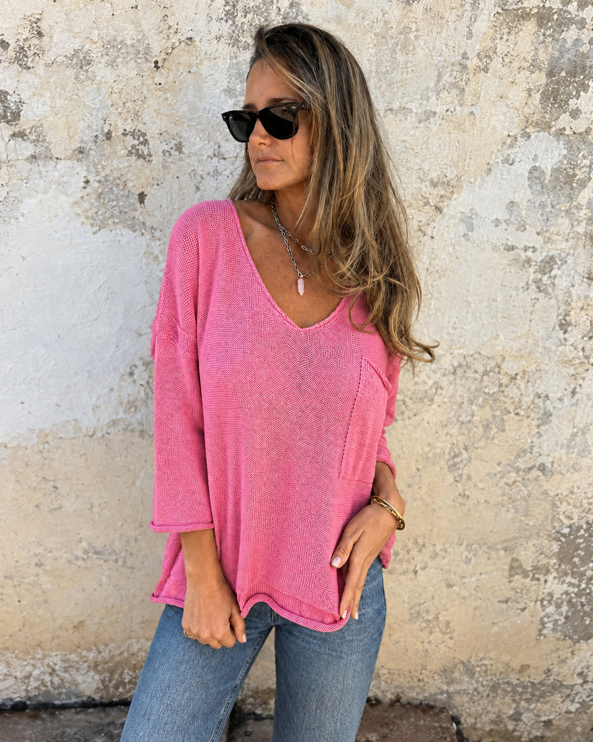 SEMBE - Boho Knit Top - Pink
