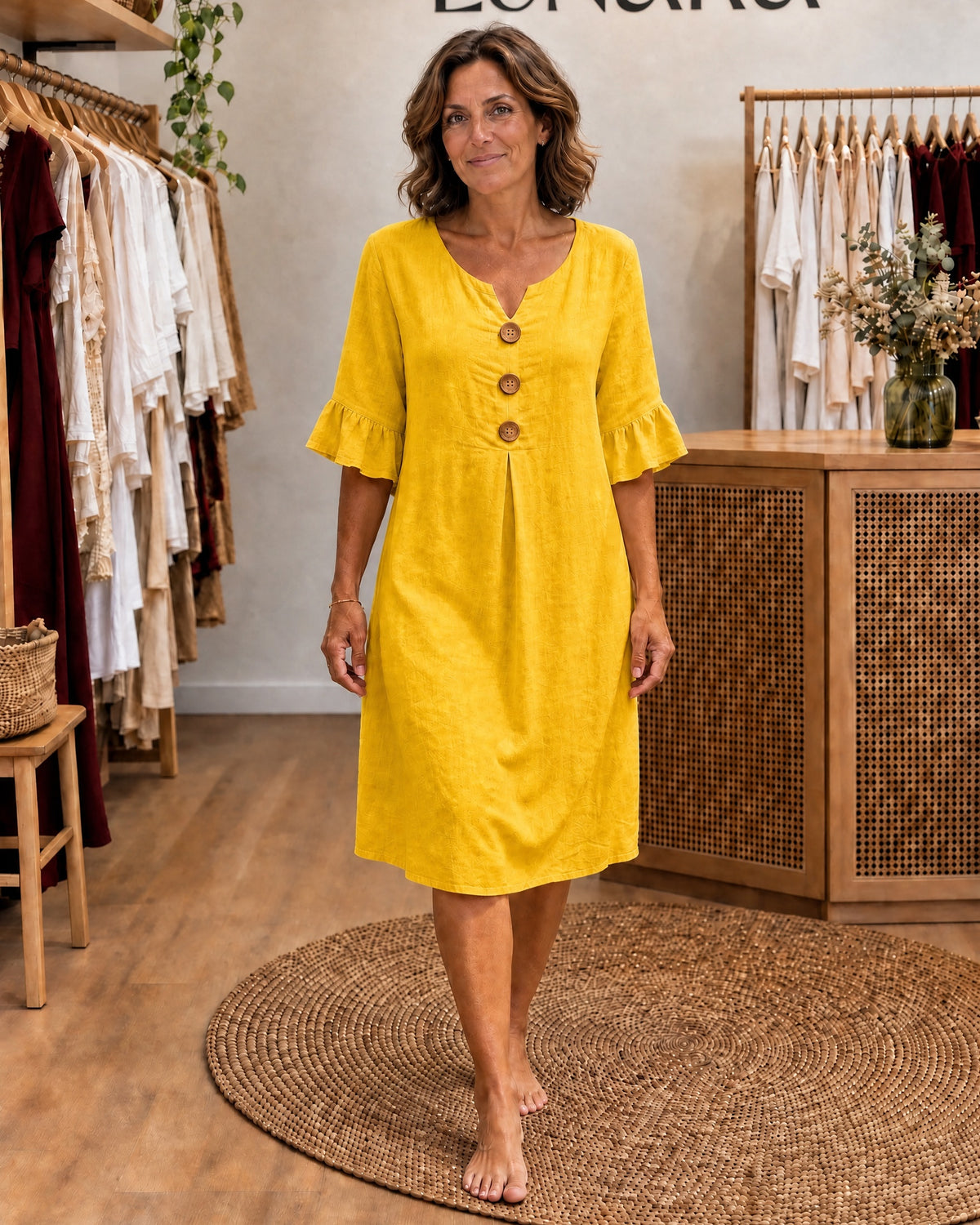 SIENNA - Linen dress with texture