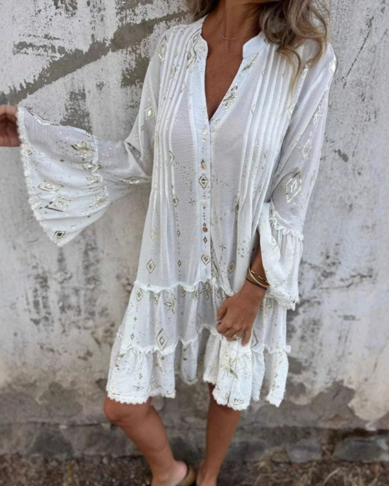 SINDAY - Effortless Boho Dress - White