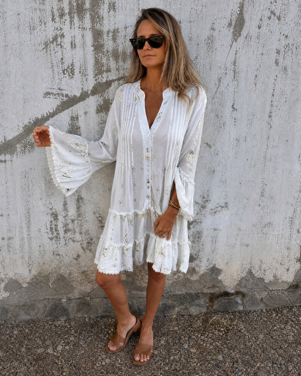 SINDAY - Effortless Boho Dress - White
