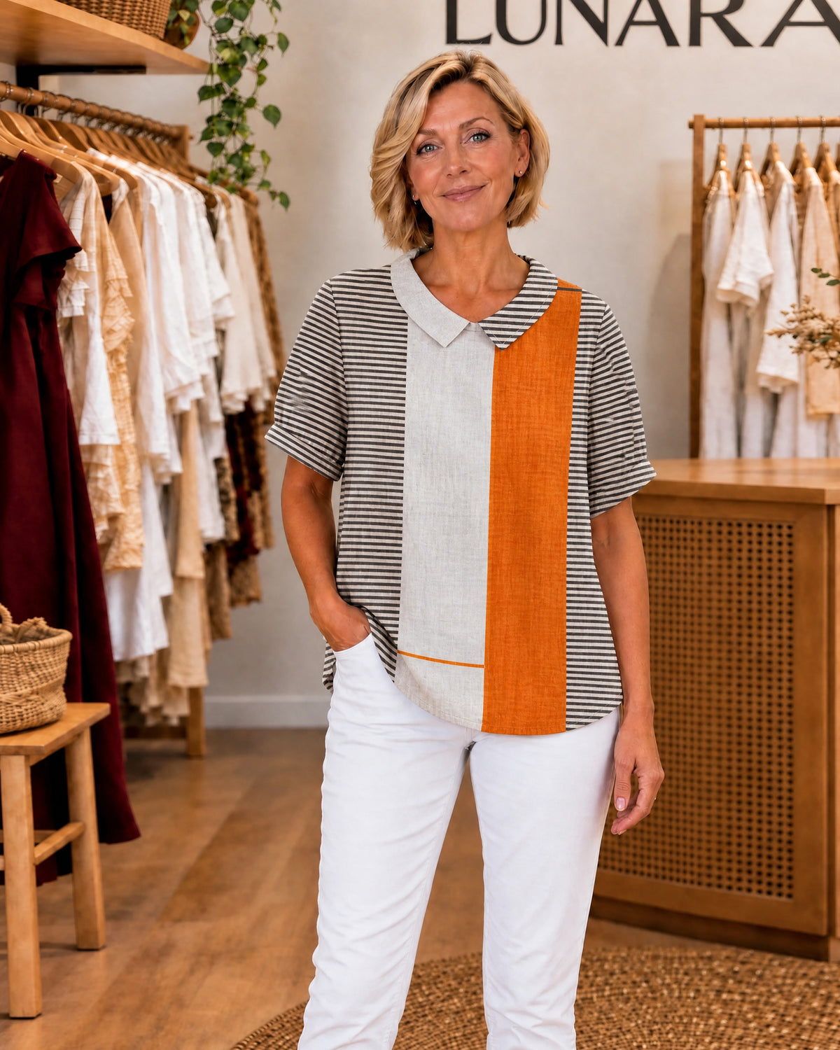 SKYLA - Colour Block Striped Shirt