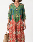 SLOANE - Mixed Print Midi Dress