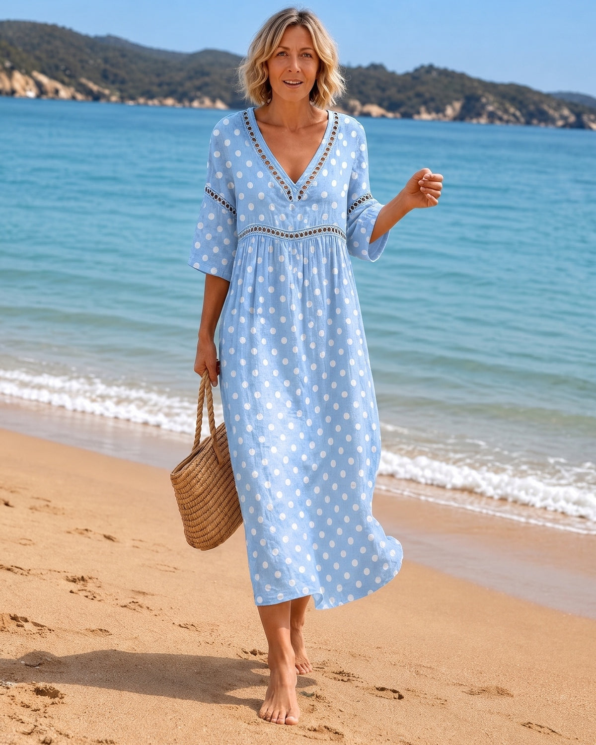 Soft Polka Dot Beach Dress