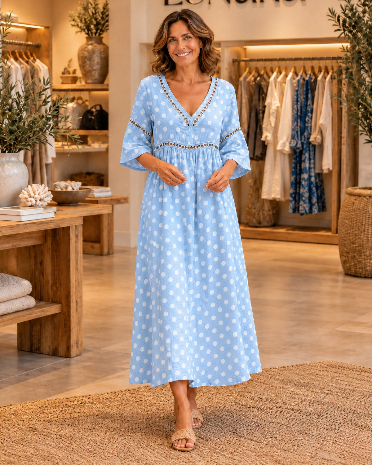 Soft Polka Dot Beach Dress