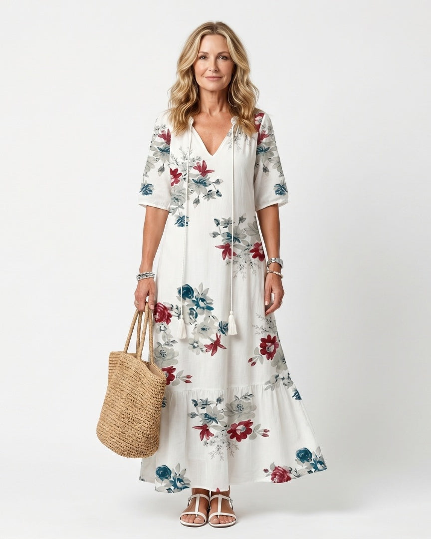 SOLENE - Scattered Floral Midi Dress