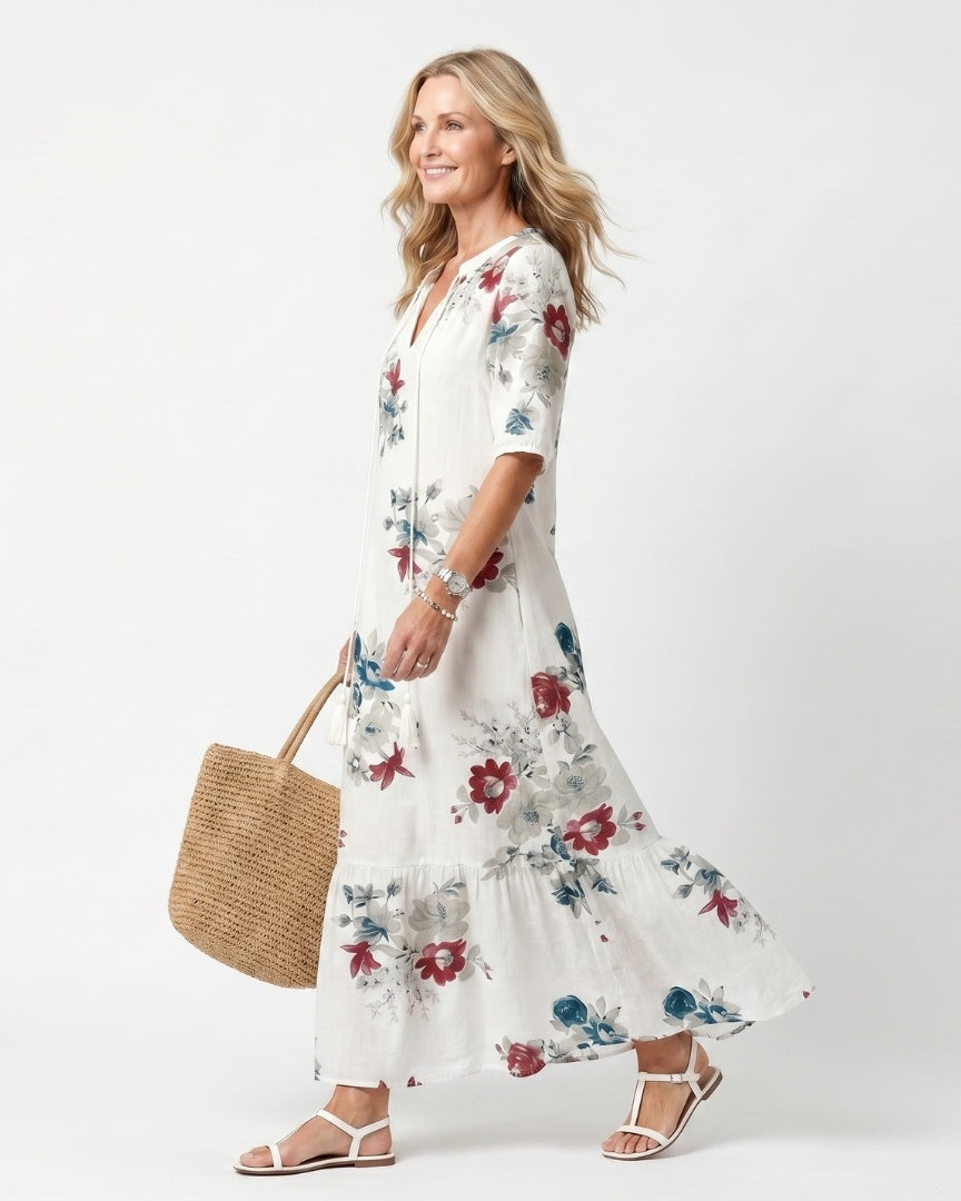 SOLENE - Scattered Floral Midi Dress
