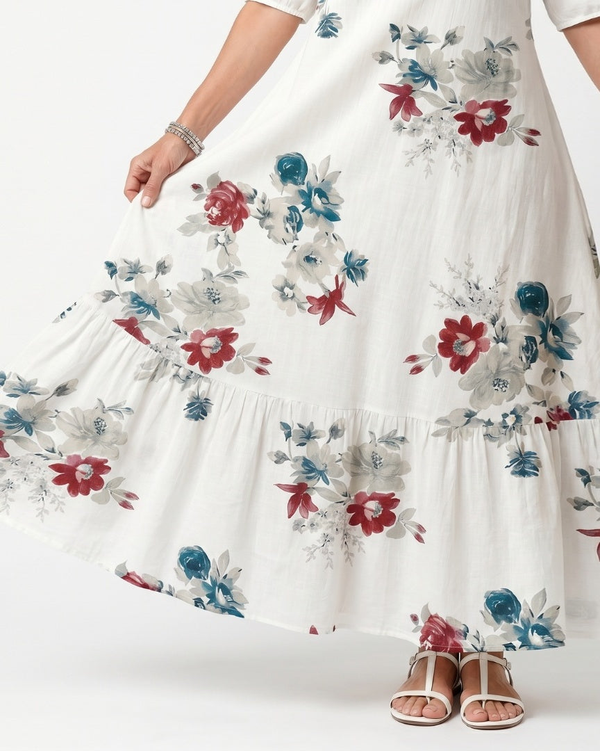 SOLENE - Scattered Floral Midi Dress