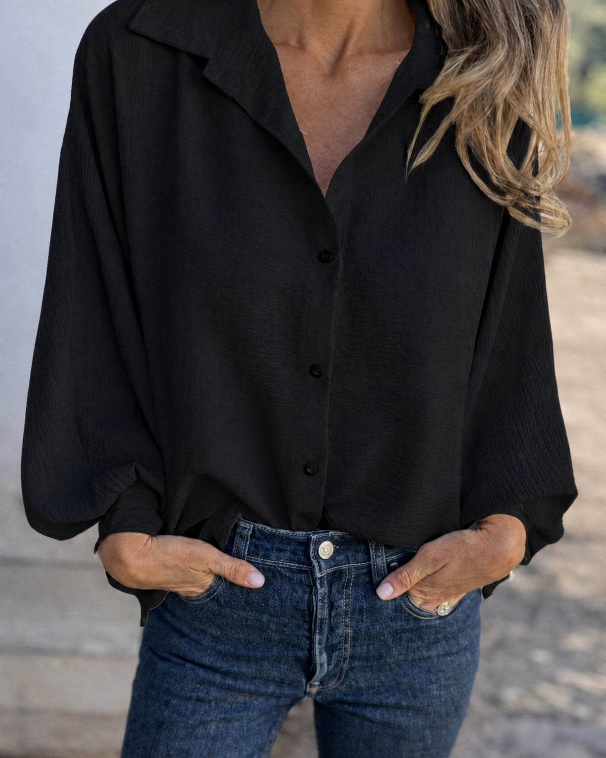 SOROLA - Casual Comfortable Shirt - Black