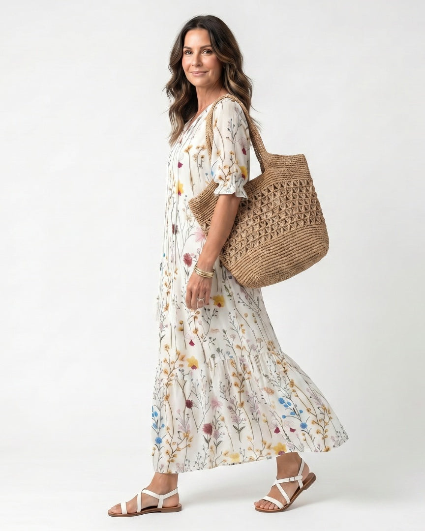 SYLVIE - Botanical Tassel Midi Dress