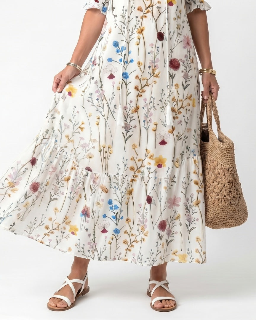 SYLVIE - Botanical Tassel Midi Dress