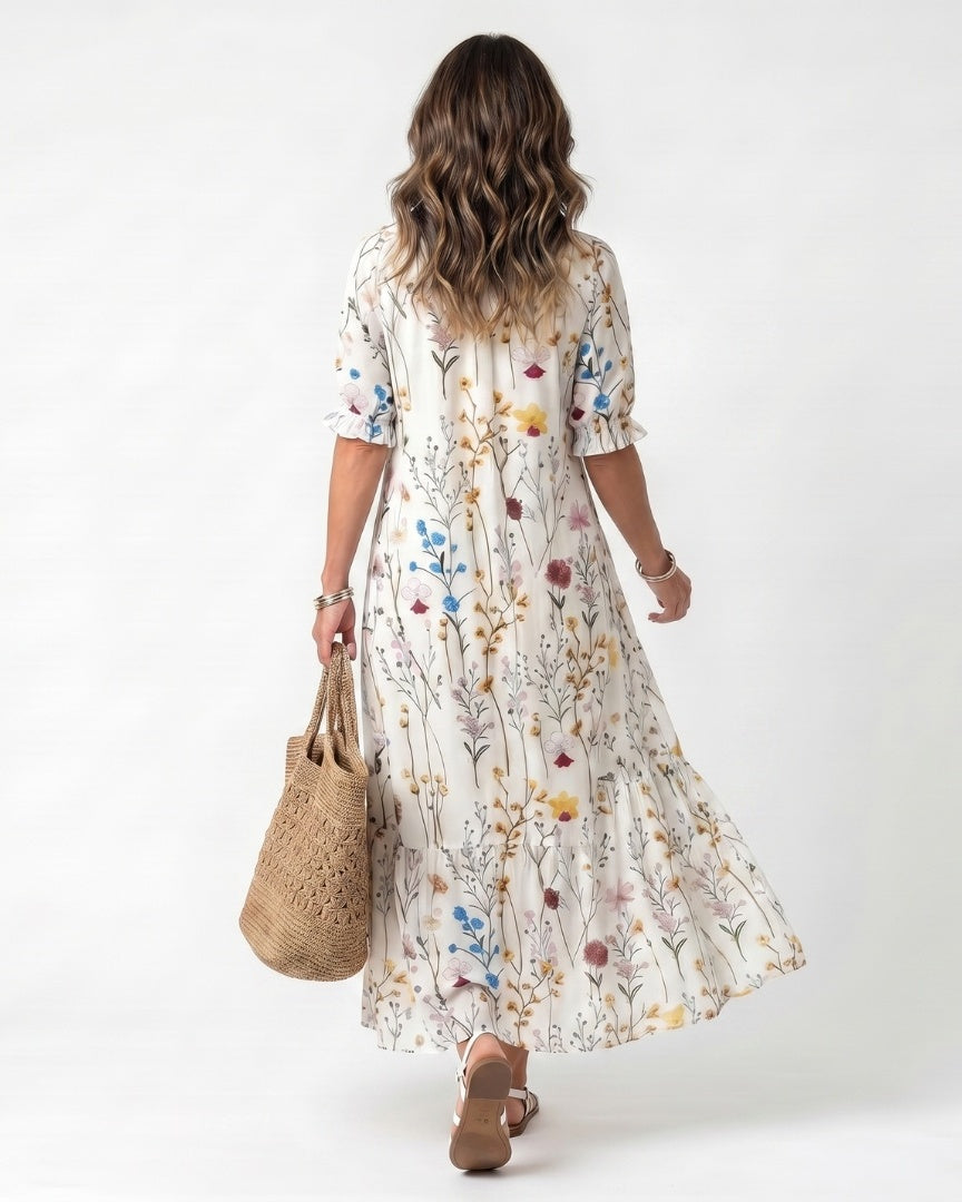 SYLVIE - Botanical Tassel Midi Dress