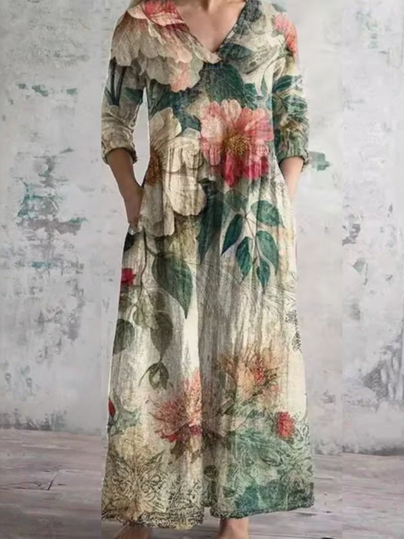 Tara Sage Peony Maxi Dress