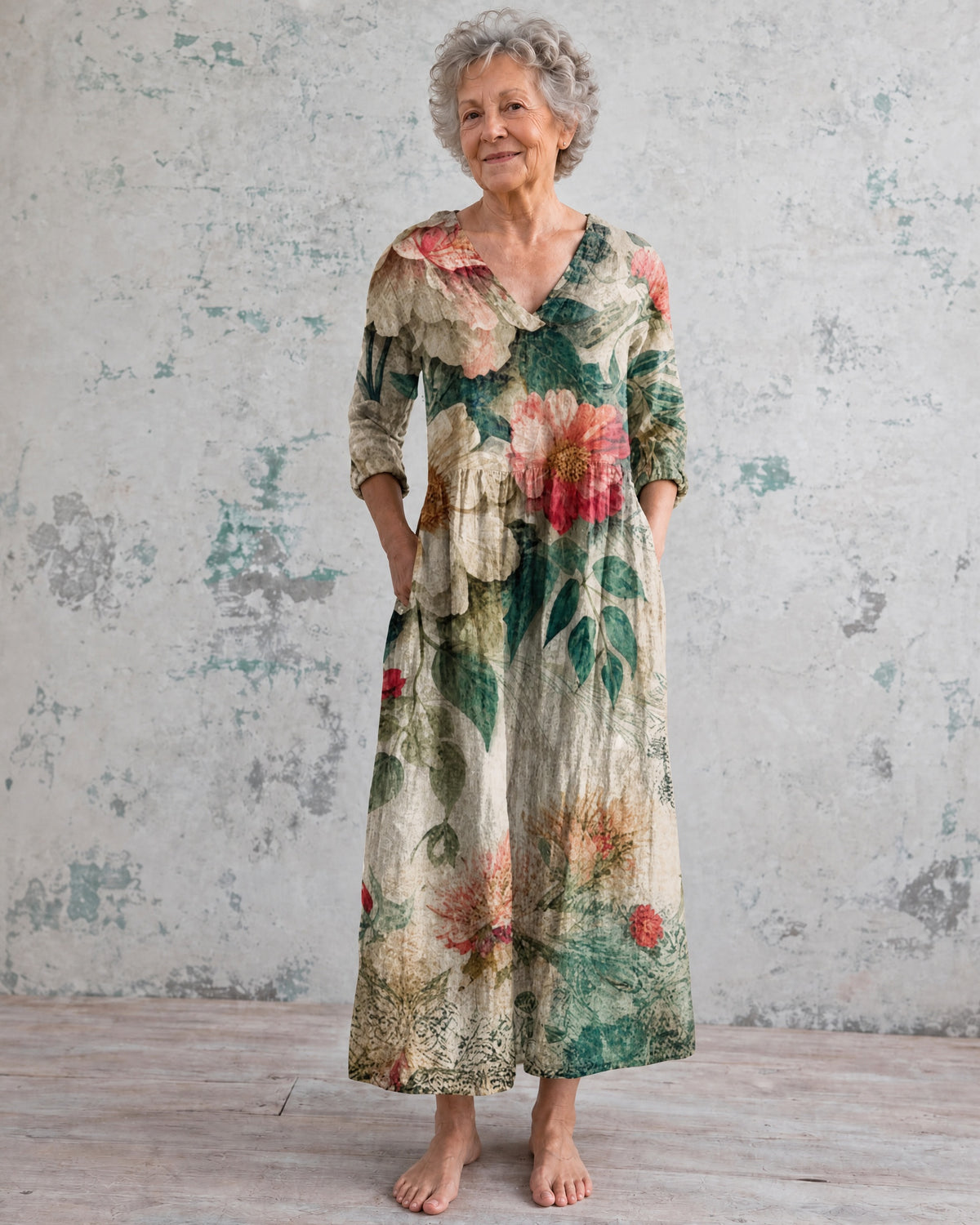 Tara Sage Peony Maxi Dress