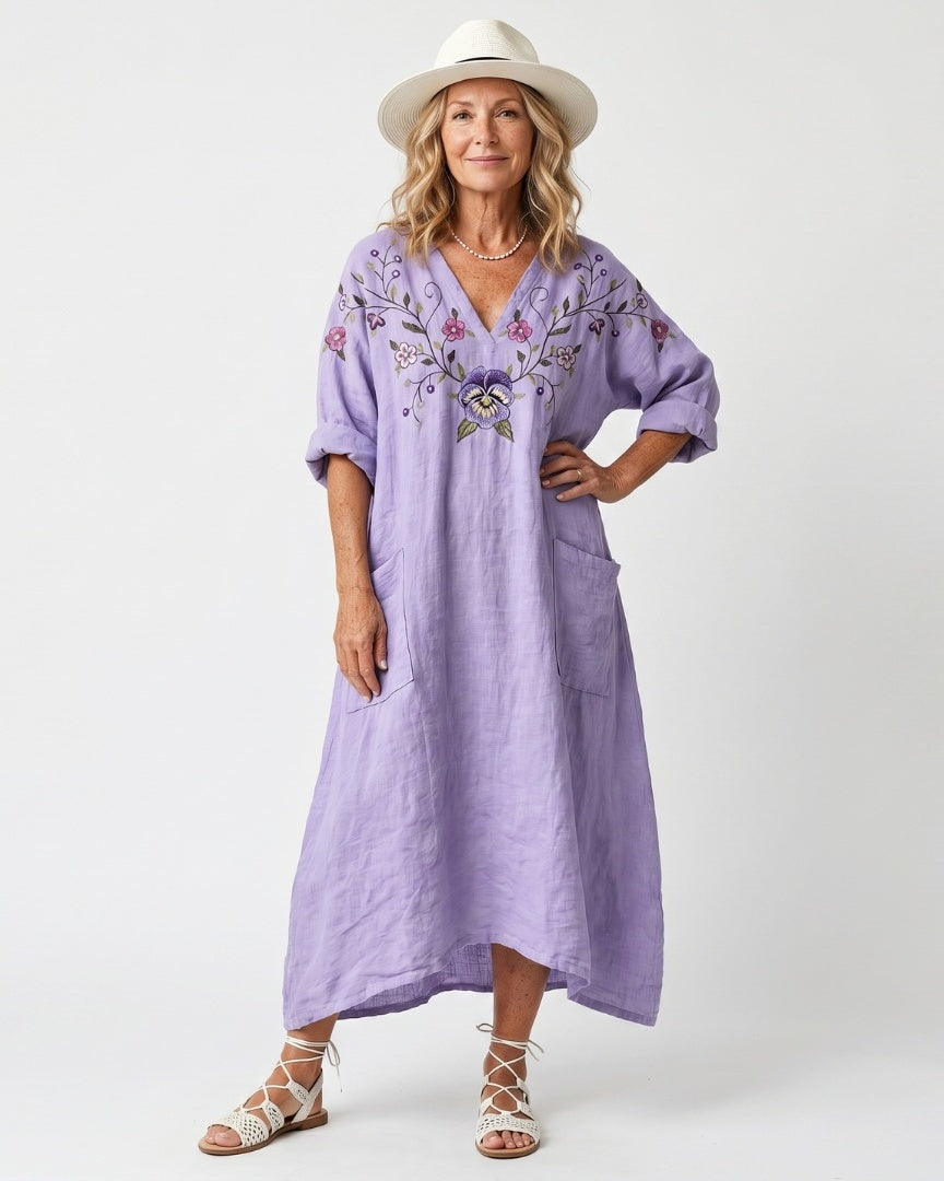 TAVI - Floral Embroidered Midi Dress