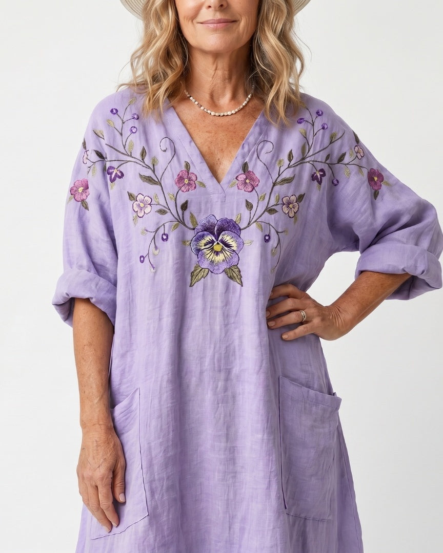 TAVI - Floral Embroidered Midi Dress