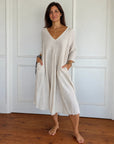TERESA - 3/4 Sleeve Boho Dress - Apricot