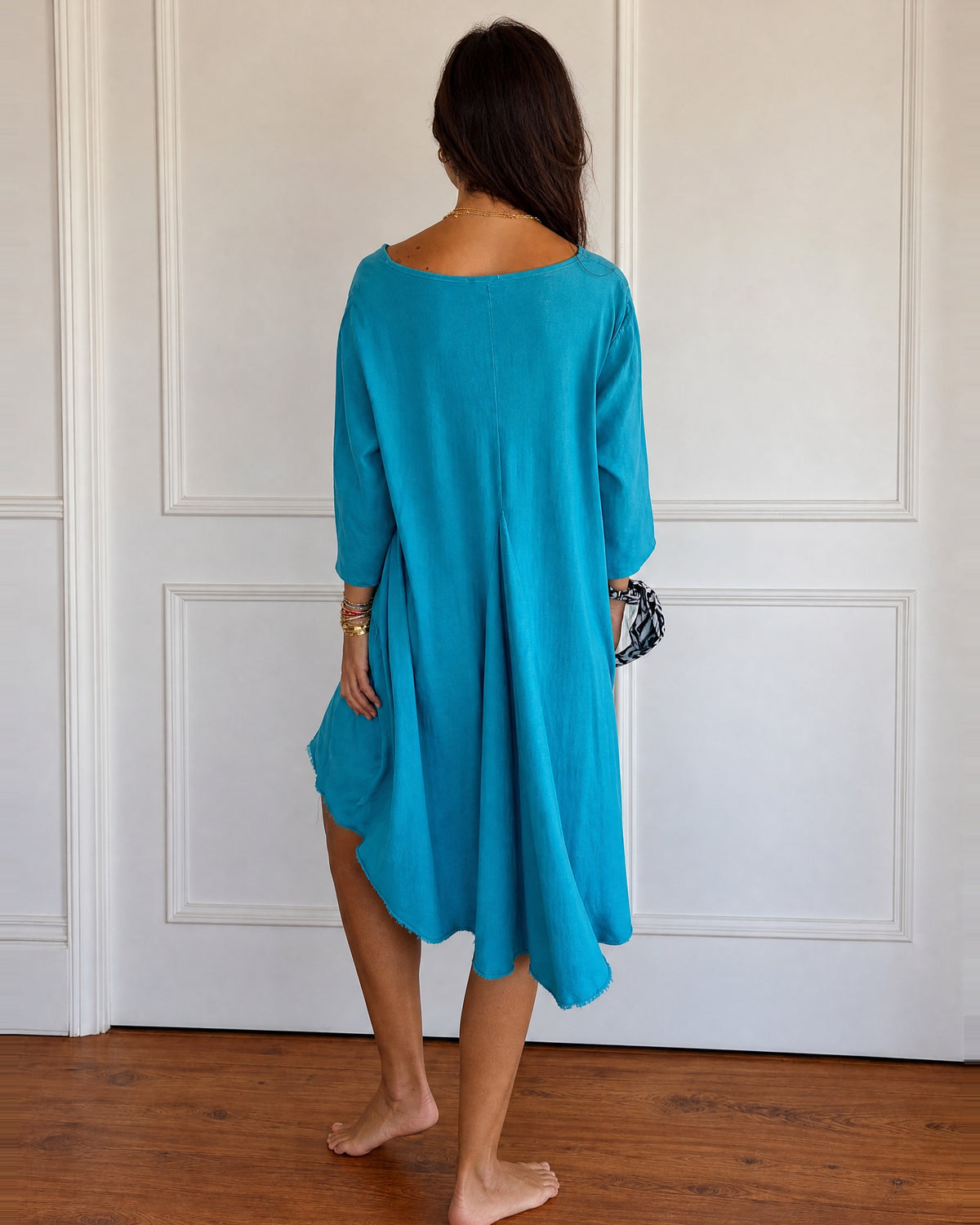 TERESA - 3/4 Sleeve Boho Dress - Blue