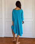 TERESA - 3/4 Sleeve Boho Dress - Blue