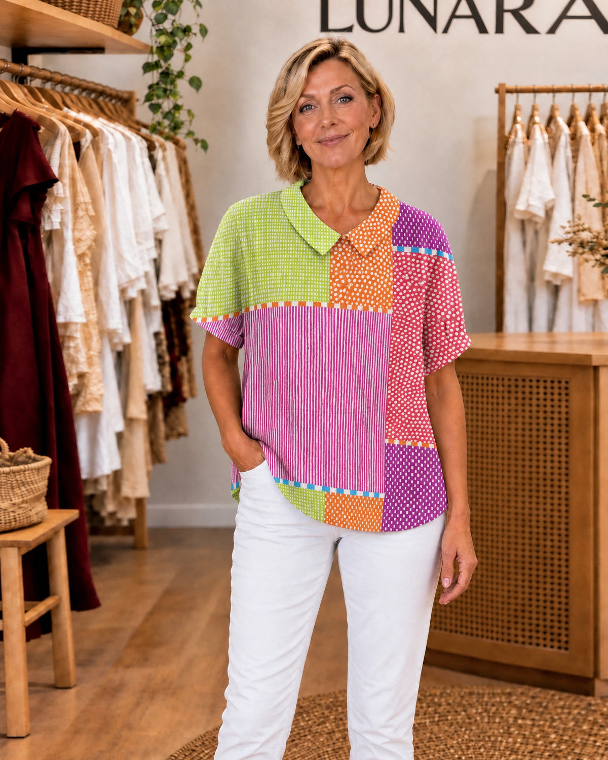 TESSA - Colourful Patchwork Shirt