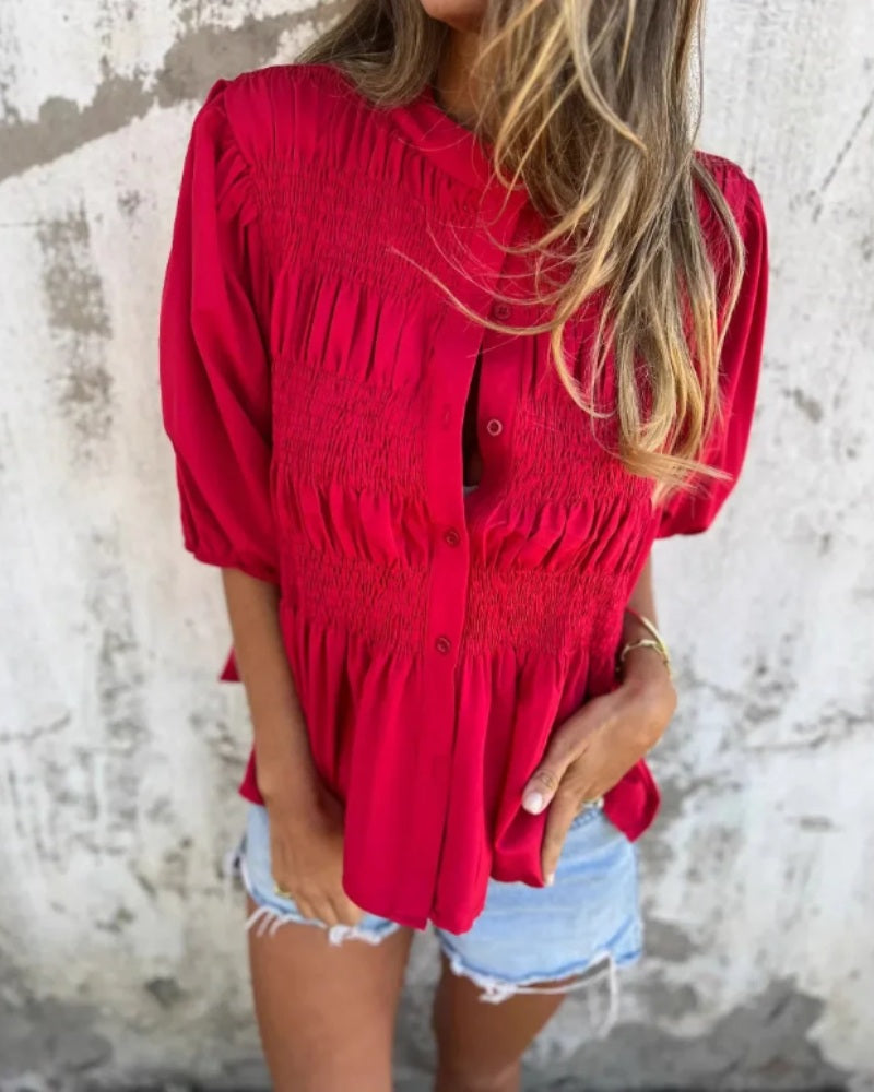 VALETE - Cotton Gauze Blouse - Red