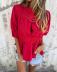 VALETE - Cotton Gauze Blouse - Red