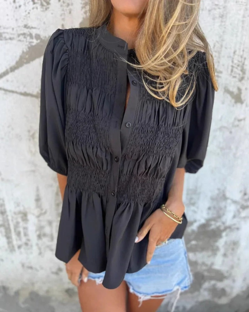 VALETE - Cotton Gauze Blouse - Black