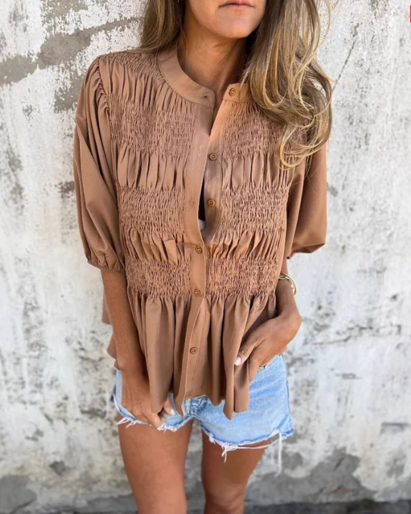 VALETE - Cotton Gauze Blouse - Brown
