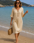 VANESA - Linen dress with texture