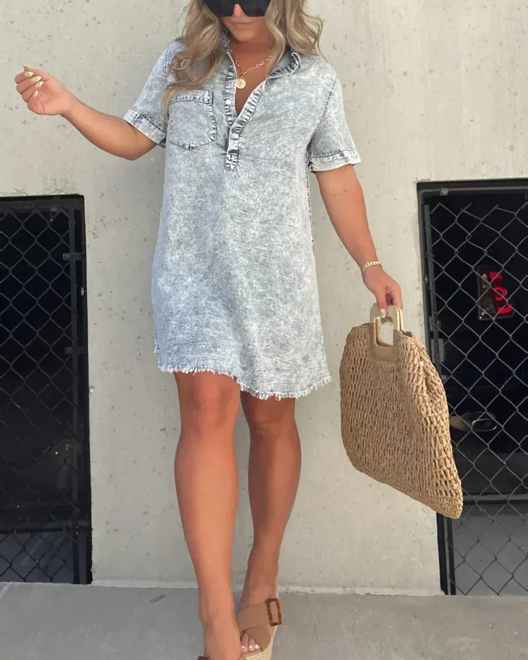 VERA - Denim Shirt Dress - Blue