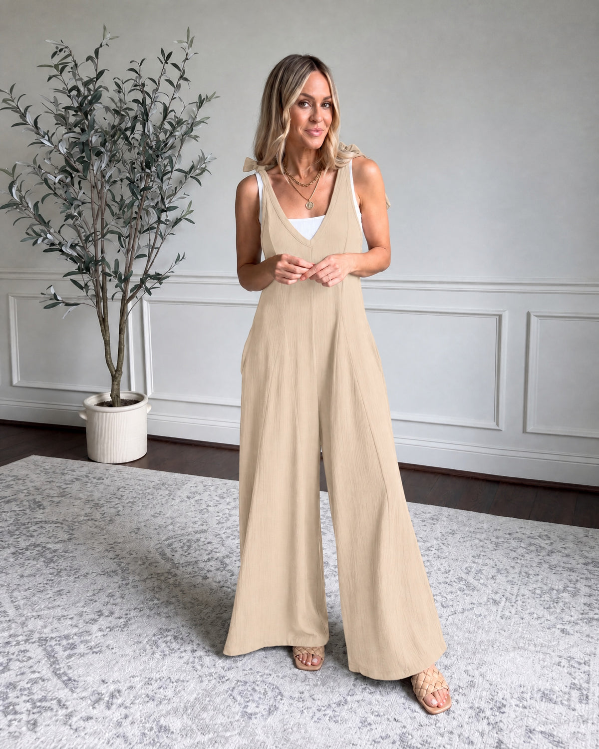 VERAMA - Casual Boho Jumpsuit - Apricot